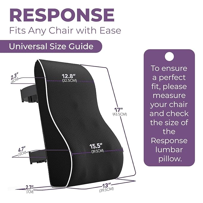 Response Set of 2 Orthopedic Memory Foam Seat Cushion & Back Support Cushion for Office Chair | Coccyx, Tailbone, Sciatica & Back Pain Relief | Ergonomic Chair Pad & Lumbar Support for Office, Car