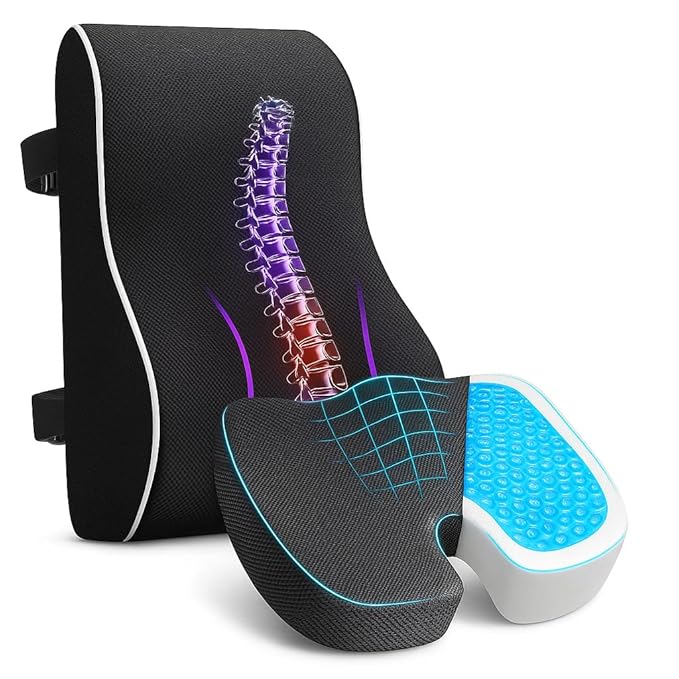 Response Set of 2 Orthopedic Memory Foam Seat Cushion & Back Support Cushion for Office Chair | Coccyx, Tailbone, Sciatica & Back Pain Relief | Ergonomic Chair Pad & Lumbar Support for Office, Car