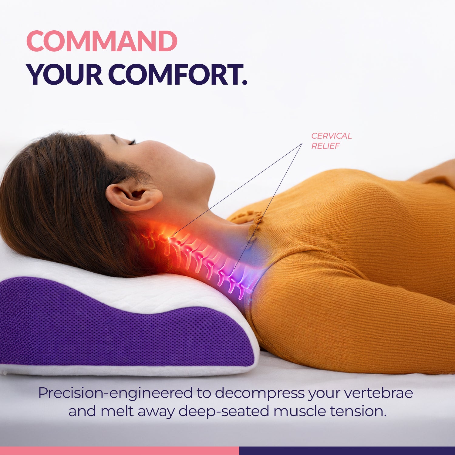 Response King Size Orthopedic Memory Foam Pillow, Cool Gel Infused Cervical Memory Foam Pillow for Neck & Shoulder Pain with Removable Cover