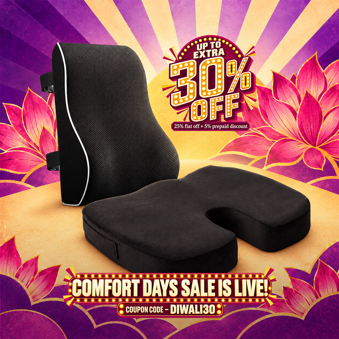 Response Set of 2 Orthopedic Memory Foam Seat Cushion & Back Support Cushion for Office Chair | Coccyx, Tailbone, Sciatica & Back Pain Relief | Ergonomic Chair Pad & Lumbar Support for Office, Car
