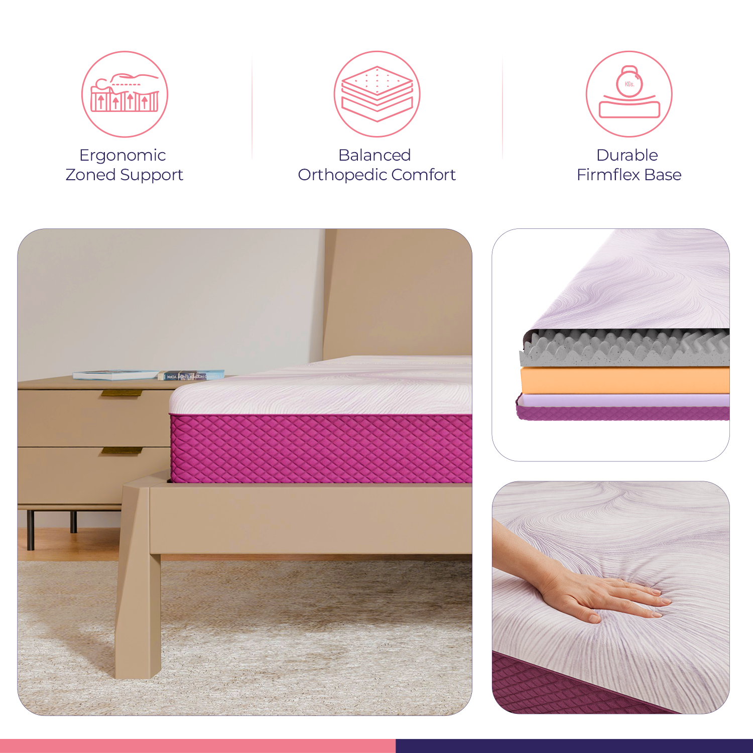 Response Back-Fix Orthopedic Mattress | 5-Zone Ergonomic Support & Pressure Relief | Medium-Firm