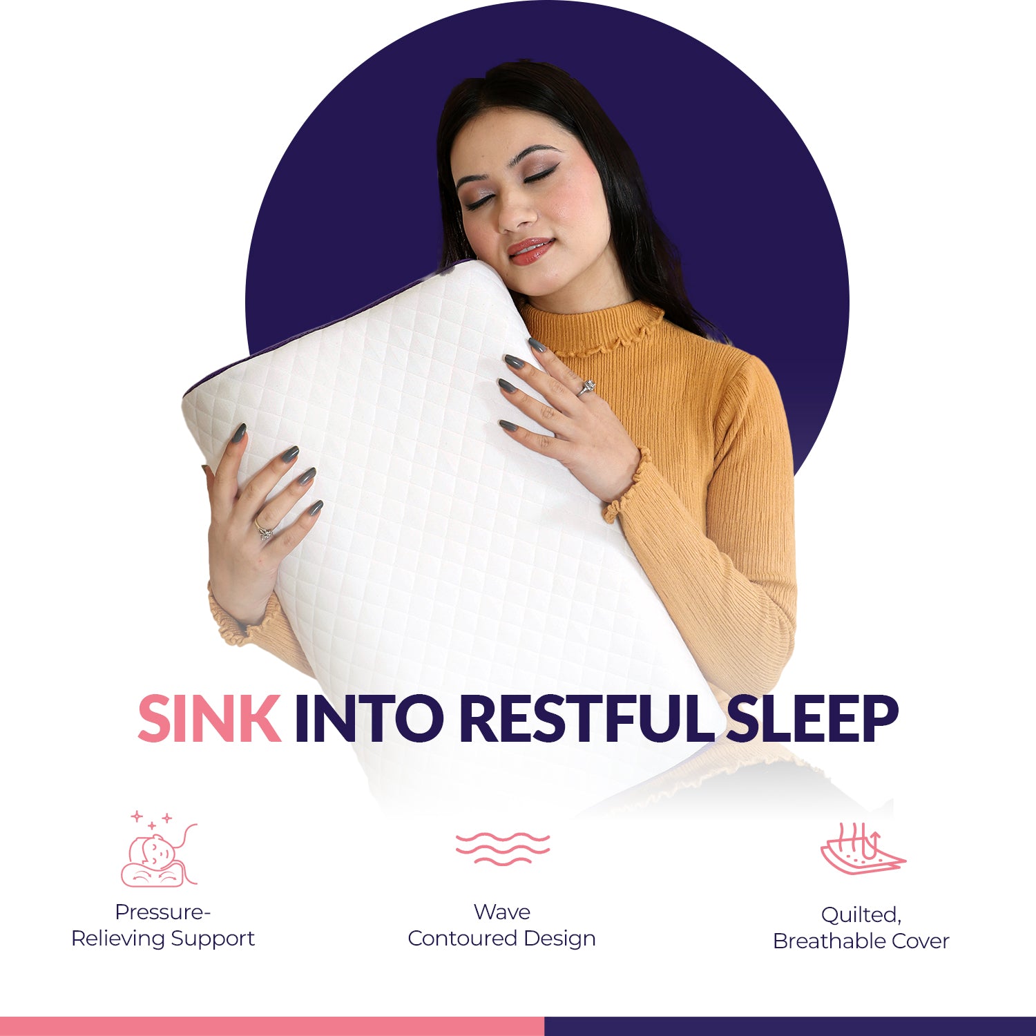 Response King Size Orthopedic Memory Foam Pillow, Cool Gel Infused Cervical Memory Foam Pillow for Neck & Shoulder Pain with Removable Cover