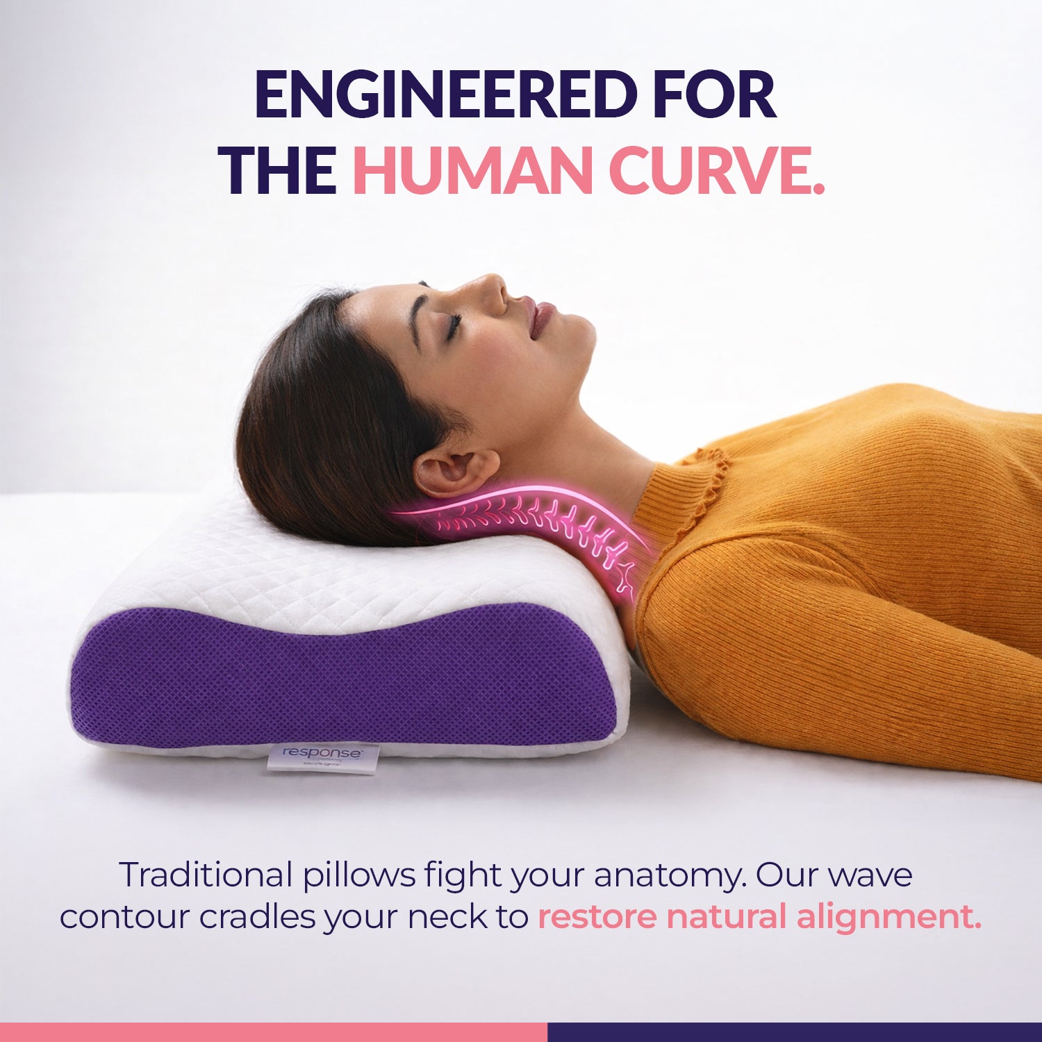 Response King Size Orthopedic Memory Foam Pillow, Cool Gel Infused Cervical Memory Foam Pillow for Neck & Shoulder Pain with Removable Cover