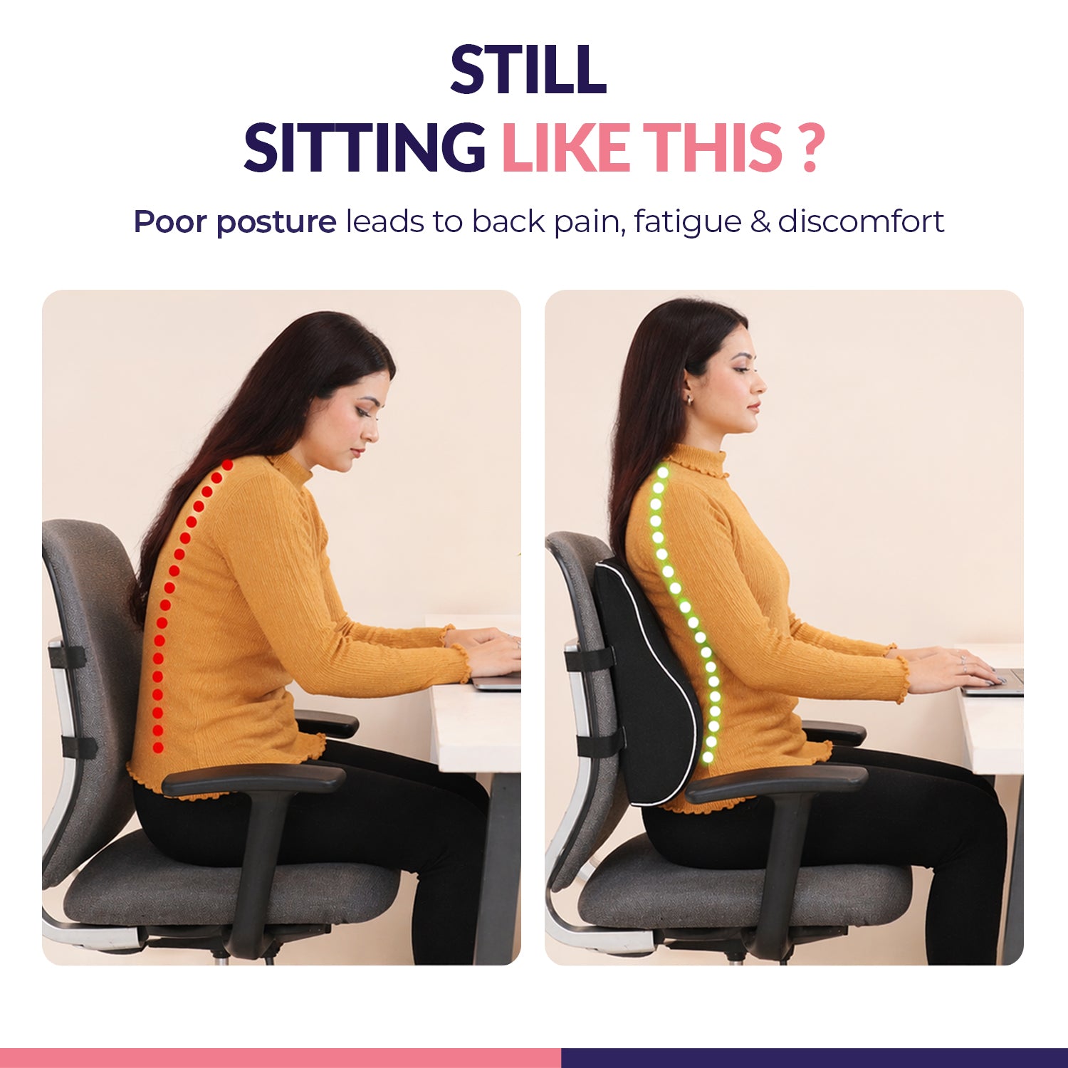 Response Orthopedic Lumbar Back Support Cushion for Office Chair & Car Seat